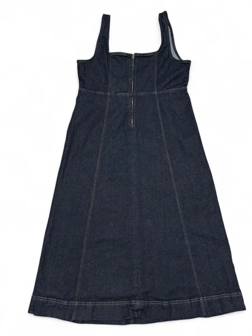 Dark Indigo Denim Square-Neck Midi Dress - Picture 4 of 7
